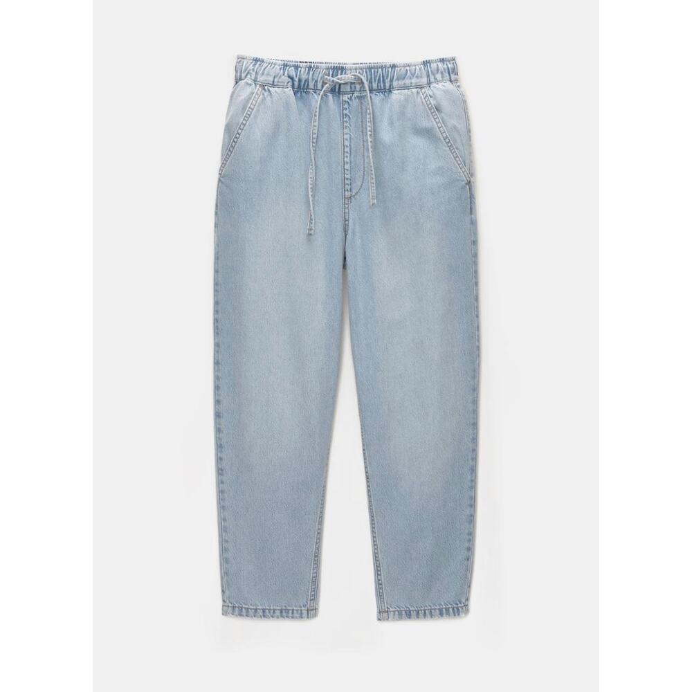 Pull&Bear Light Blue Elastic Waist Denim Joggers